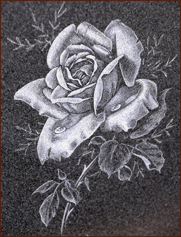 hand etched monuments rose